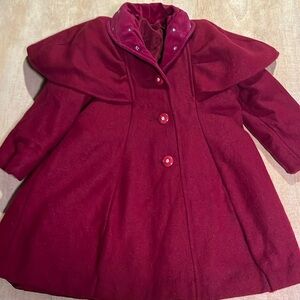 F.W. Fisher girls wool blend dressy red coat size 4 vintage